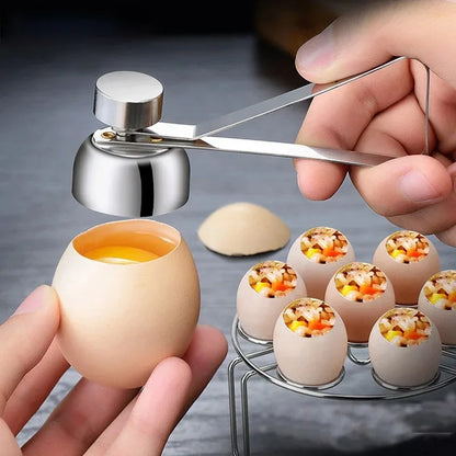 Professional Stainless Steel Egg Cutter and Opener for Hard and Raw Eggs