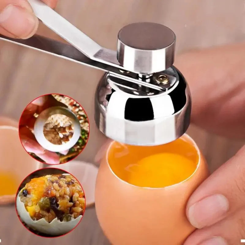 Professional Stainless Steel Egg Cutter and Opener for Hard and Raw Eggs