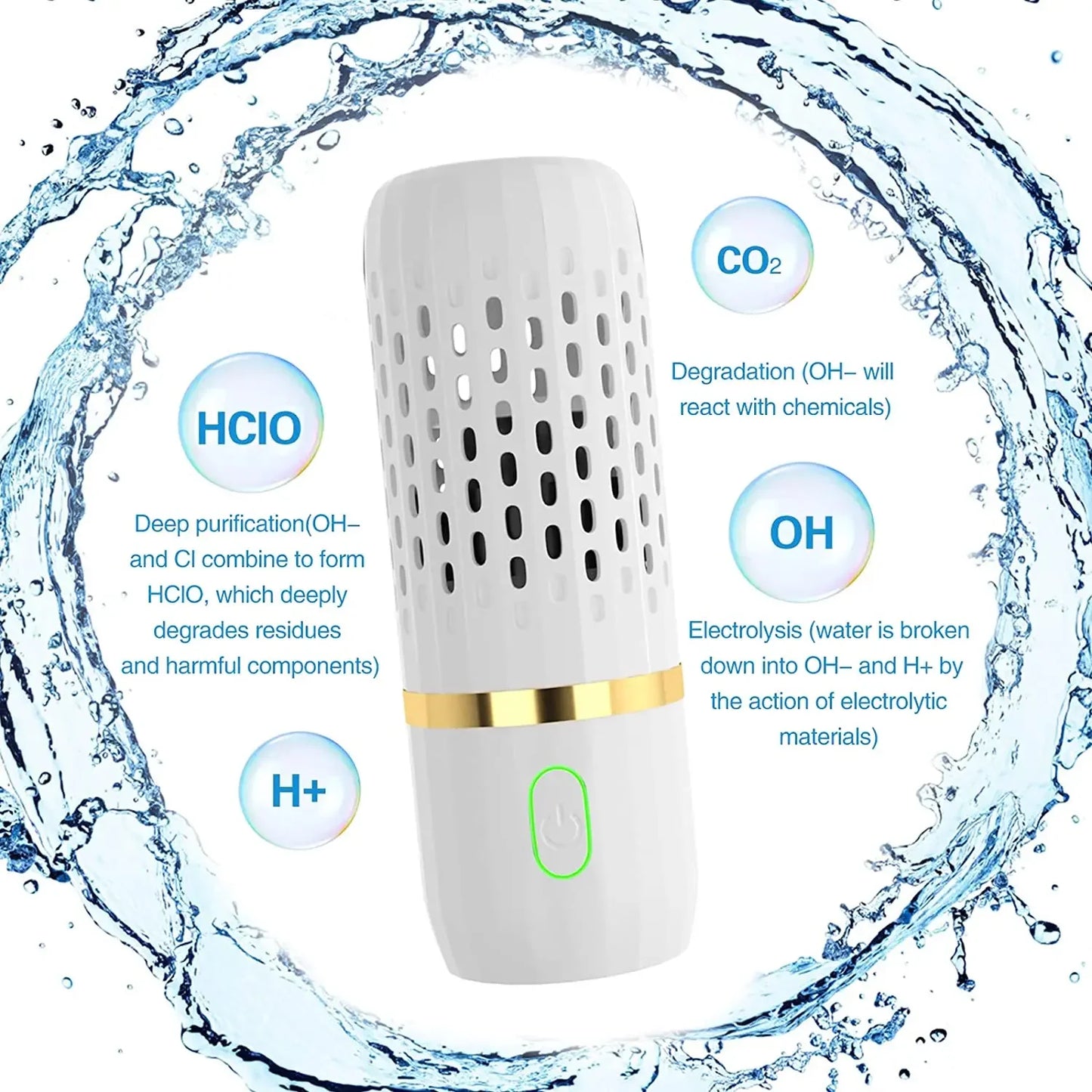 For Ultrasonic Fruit Vegetable Washing Machine Capsule Wireless Food Cleaner Suitable Outdoor Picnic Fruit Food Purifier
