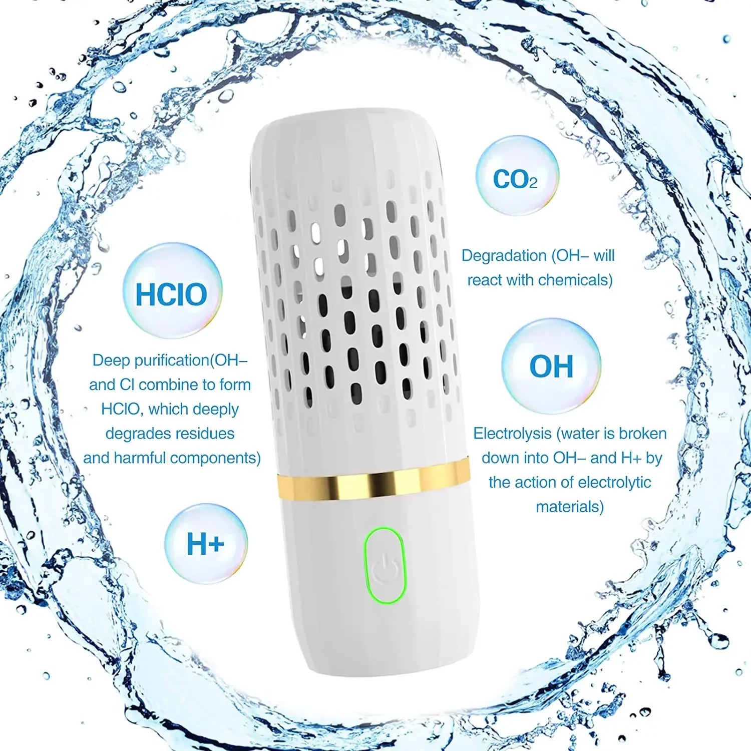 For Ultrasonic Fruit Vegetable Washing Machine Capsule Wireless Food Cleaner Suitable Outdoor Picnic Fruit Food Purifier